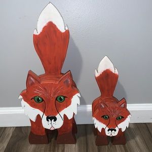 Handmade wooden Fox statues